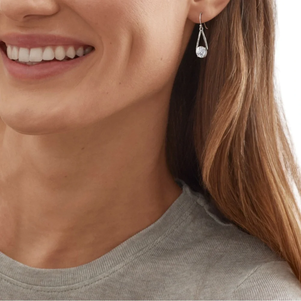 SOLD SILPADA Extra Sparkly Cubic Zirconia Drop Earrings New in Pouch & Box - Picture 4 of 5